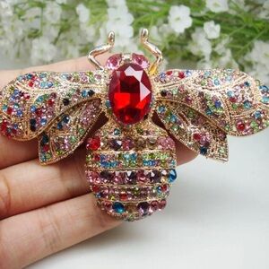 Colorful Crystal Bee Brooch And Pendant